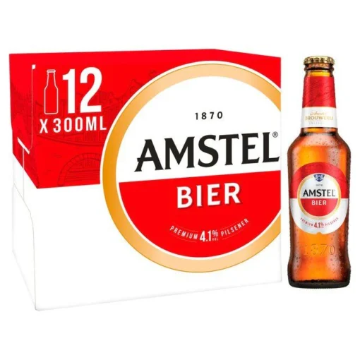 Amstel Lager Beer Bottle 300ml (12-Pack)